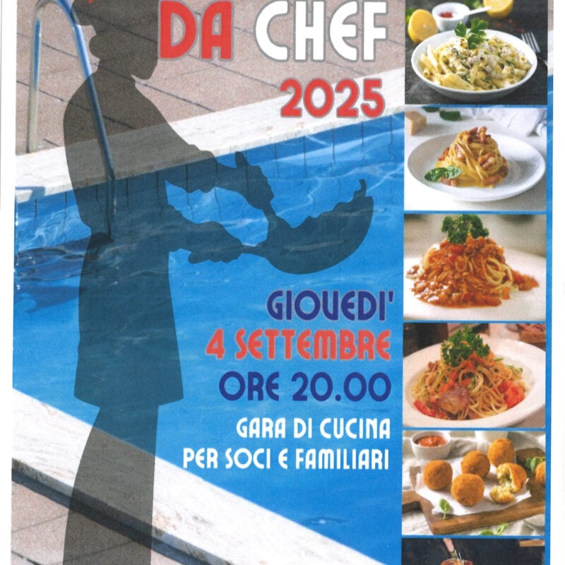 Un giorno da Chef, appuntamento a giovedì 4 settembre a bordo piscina